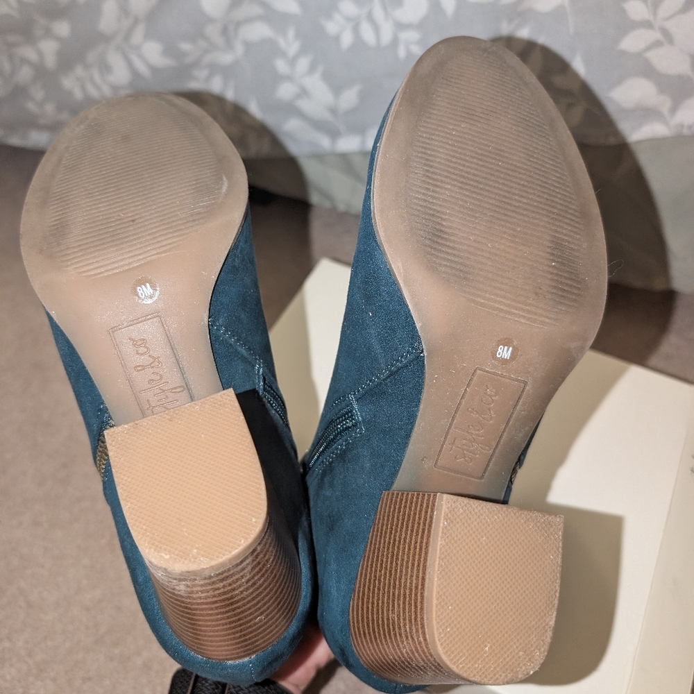 Stylish Women's Ankle Boots in Teal Suede - Picture 6 of 7